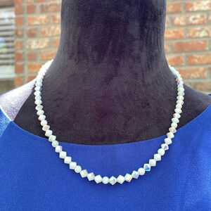 Vintage White Iridescent crystals Necklace